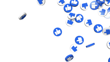 Social Media Like Thumb Icons Isolated on Right Side, 3D Rendering png