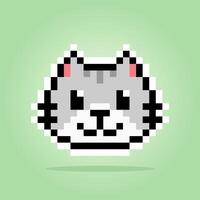 Pixel 8 bit cat. Animal for game assets in vector illustration.