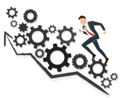 Businessman with gears cog wheel png