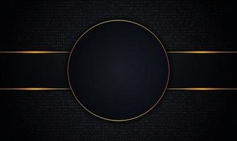 Luxury dark circle and stripes with golden lines and dot background. vector