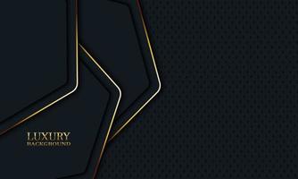 Luxury banner background with dark rounded hexagonal and golden lines. vector