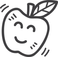 illustration de pomme souriante dessinée à la main png