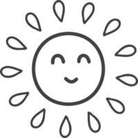 dibujado a mano lindo sol sonriente ilustración png