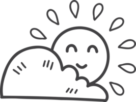 illustration de soleil et nuages dessinés à la main png