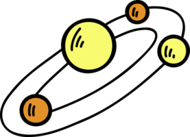 planètes et anneaux dessinés à la main flottant dans l'illustration de l'espace png