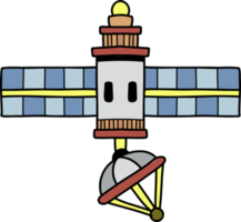 satélites dibujados a mano flotando en la ilustración espacial png