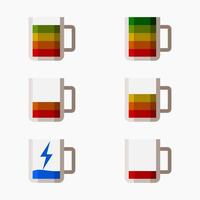 Editable Coffee Mugs Vector Illustration Displayed as Battery Icons Set for Additional Element of Cafe or Business Related Design Project With Energy Recharging Concept