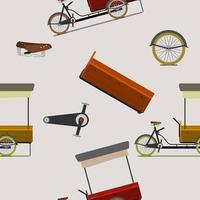 ilustración de vector de tienda de bicicletas de comida móvil editable patrón sin costuras para crear antecedentes de vehículos o negocios de alimentos y bebidas