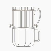 Editable Isolated Vietnamese Drip Coffee With Handle Vector Illustration in Outline Style for Artwork Element of Cafe With Vietnamese Culture and Tradition Related Design