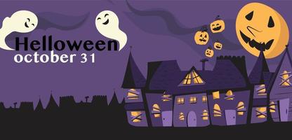 halloween horizontal banner template vector