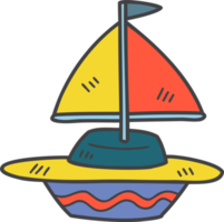 velero de juguete dibujado a mano para niños ilustración png