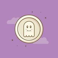 ilustración de icono de dibujos animados de moneda fantasma de momia para fiesta de halloween. concepto de Halloween. diseño premium sencillo vector