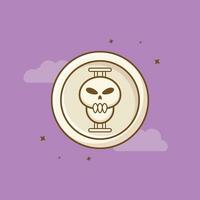 Skull coin cartoon icon illustration for halloween celebration. Halloween concept. Simple premium design vector