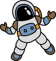 astronauta dibujado a mano flotando en la ilustración espacial png