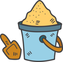 Hand Drawn Sand bucket and scoop tool illustration png