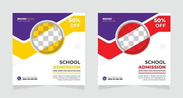 Back to school admission instagram post template vector