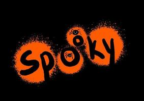 Spooky lettering with spiders for banner, flyers, and postcards. Doodle and street graffiti style. Happy Halloween greeting card. vector