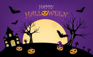 Happy Halloween spooky card in paper cut style vector