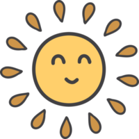 Hand Drawn cute smiling sun illustration png