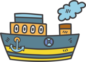 Hand Drawn toy boat for kids illustration png