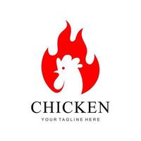 logotipo de fuego de pollo vector