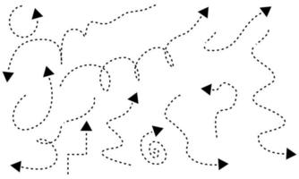 líneas discontinuas de direcciones de flecha dibujadas a mano abstractas únicas vector