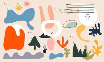 unique flat big set hand drawn various colorful abstract vector