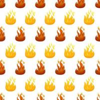 Seamless pattern with fire flame on white background. Vector illustration.