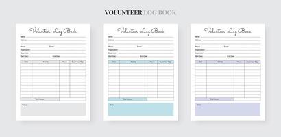 Volunteer Log Book, Volunteering Journal Notebook vector