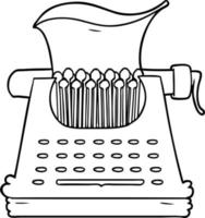 máquina de escribir de arte de línea de dibujos animados vector