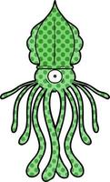 cartoon green squid vector