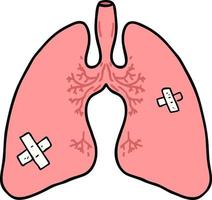 cartoon lungs with bandages vector