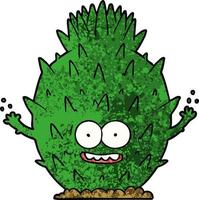 cartoon doodle character cactus vector