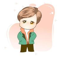 Premium vector l draw flat character design boy cute manga cartoon korean.