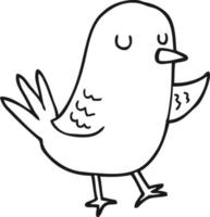 line drawing cartoon bird vector