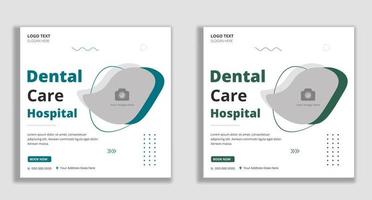 plantilla de banner de publicación de redes sociales de hospital de cuidado dental vector