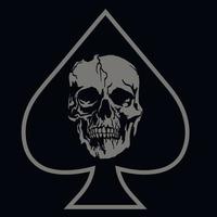 ace of spades with skull, grunge vintage design t shirts vector