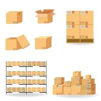 cardboard boxes carton collection vector