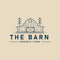 barn and tree line art logo, icon and symbol,  vector illustration design