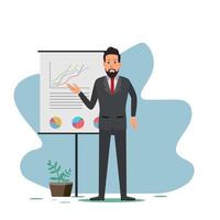 Businessman pointing a presentation, Statistics presentation vector