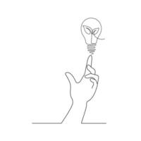 Hand with eco bulb, Fresh concept with line art vector