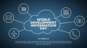 World development information day background with illustration of information technology network vector