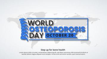 fondo del día mundial de la osteoporosis con huesos porosos y mapa mundial vector