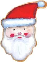 Christmas cookie gingerbread Santa Claus watercolor hand drawn clipart isolated vector