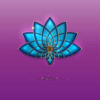 Blue Lotus flower, sacred geometry mandala, golden luxury ornament, gold line art floral logo. Flower blossom symbols of yoga, spa, beauty salon, cosmetics, relax, brand style. Vector isolated