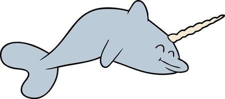 cartoon narwhal character vector