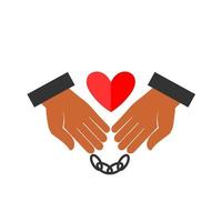 Handcuffed hands with a heart. Prisoners of Conscience. Handcuffed hands hold the heart vector