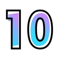 Vector number 10 with blue-purple gradient color and black outline