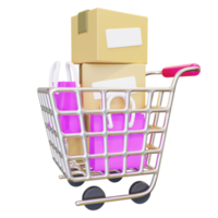 3D Shopping Cart Illustration png