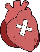 cartoon heart with bandages vector